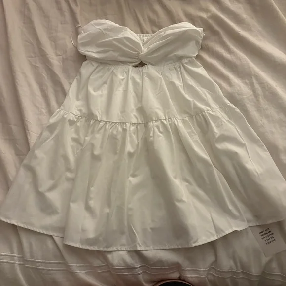 Revolve (More to come) White Strapless Mini Dress with Front Twist - Picture 3 of 6